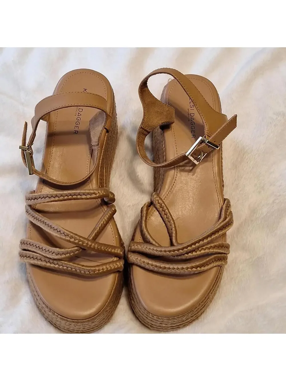 Kelsi Dagger Tan Platform Espadrille Sandal Size 10.5